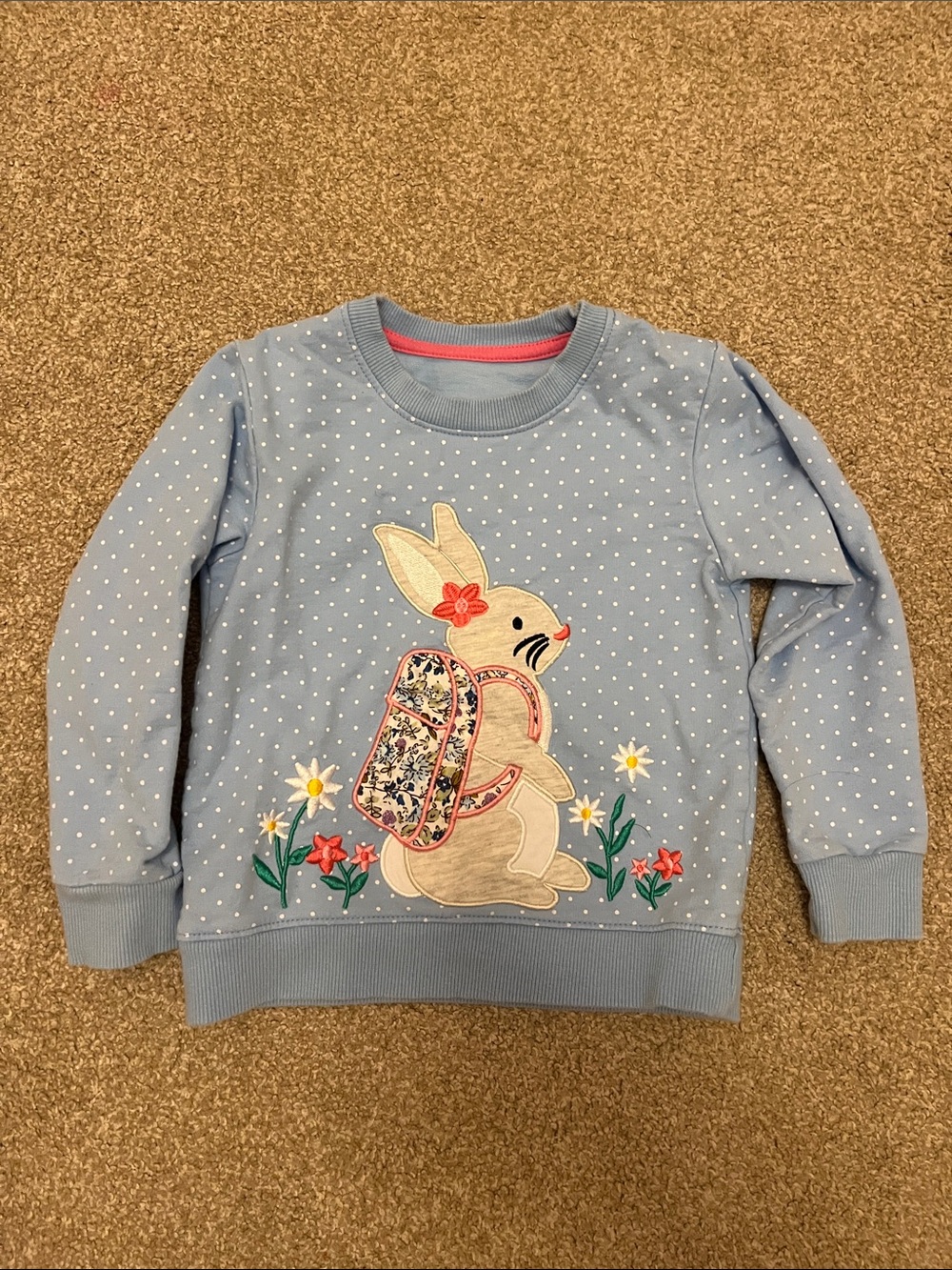 Girls' Light Blue Bunny Appliqué Sweatshirt